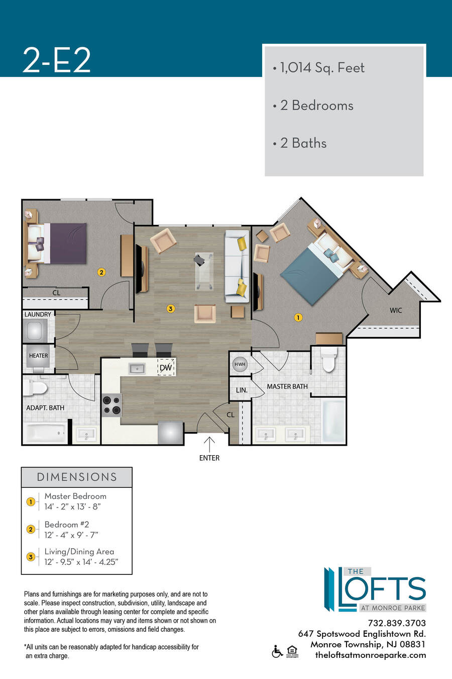 The Lofts at Monroe Park Apartment Floor Plan 2E2